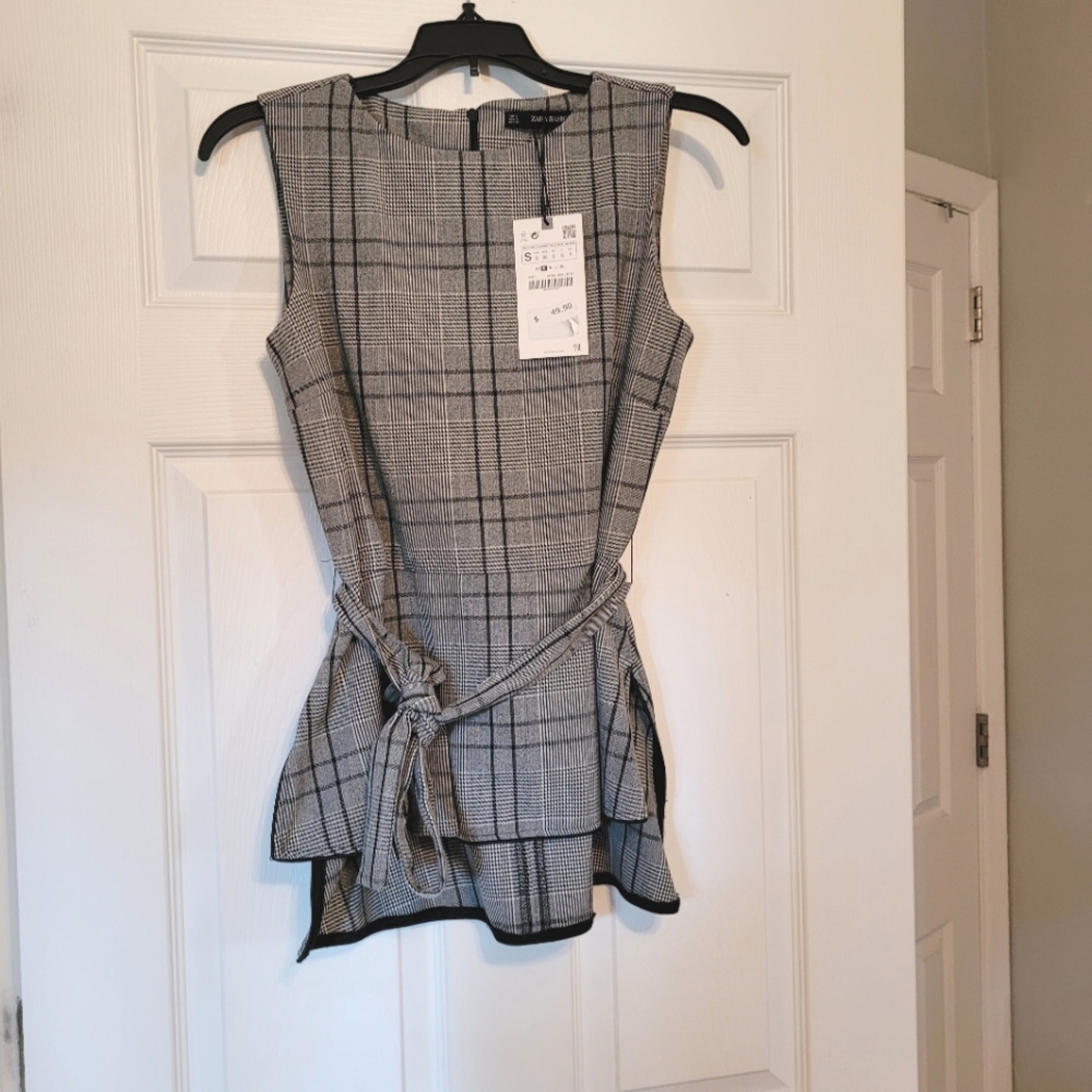 NWT Zara Plaid Top